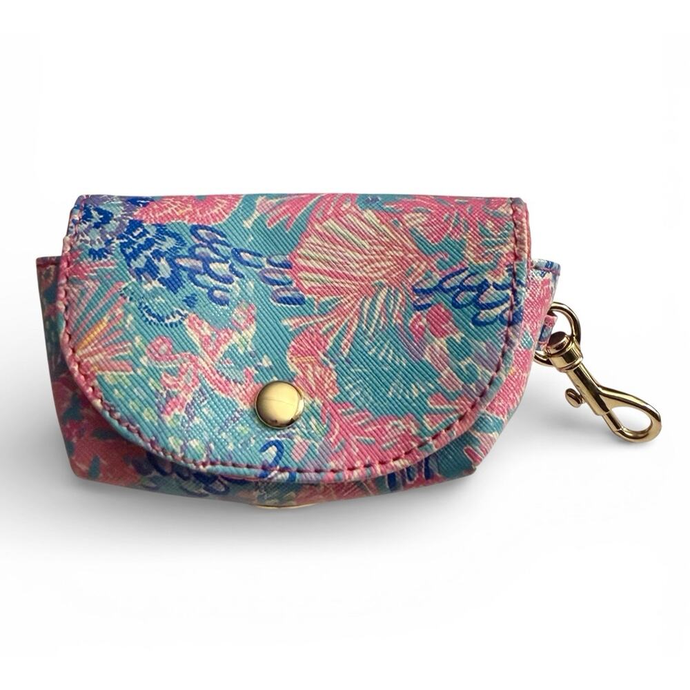 Lilly Pulitzer Dog Waste Bag Holder Splendor in the Sand w/Gold-tone Leash Clip